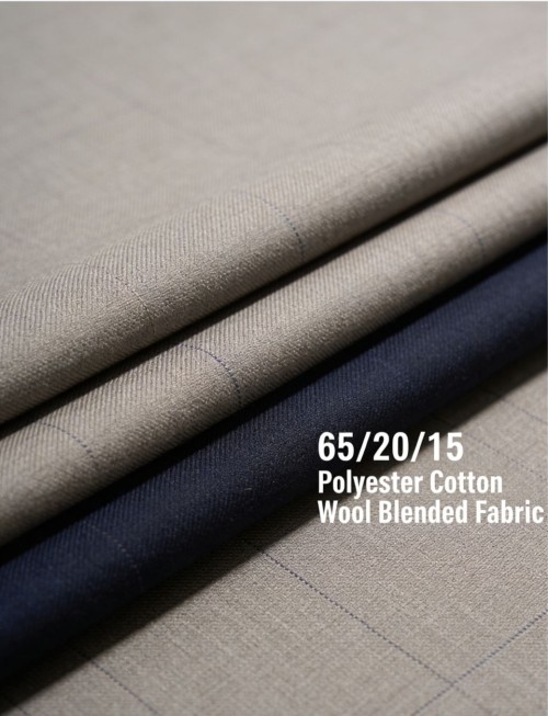 65/20/15 Polyester Cotton Wool Blended Woven Fabric 200-330GSM for Blazer & Work Suits